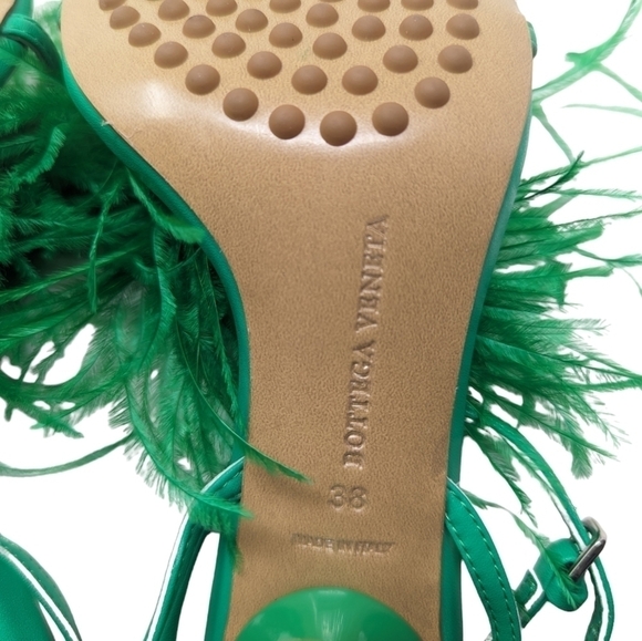 NEW Bottega Veneta Authentic Dot Green Feather Sandal Heels Size EU 38 - Picture 8 of 16